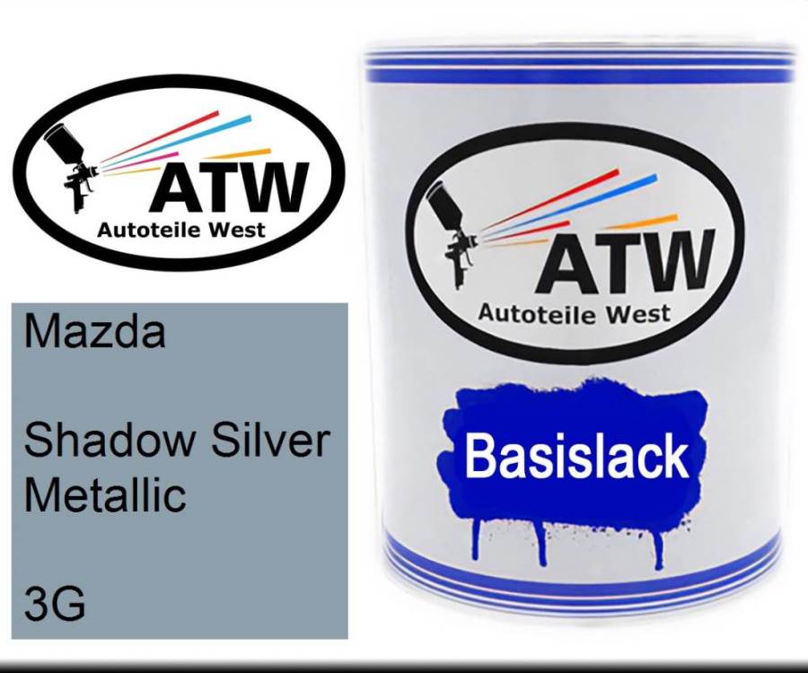 Mazda, Shadow Silver Metallic, 3G: 1L Lackdose, von ATW Autoteile West.